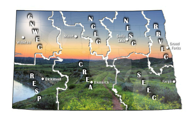 North Dakota Regional Education Association Map